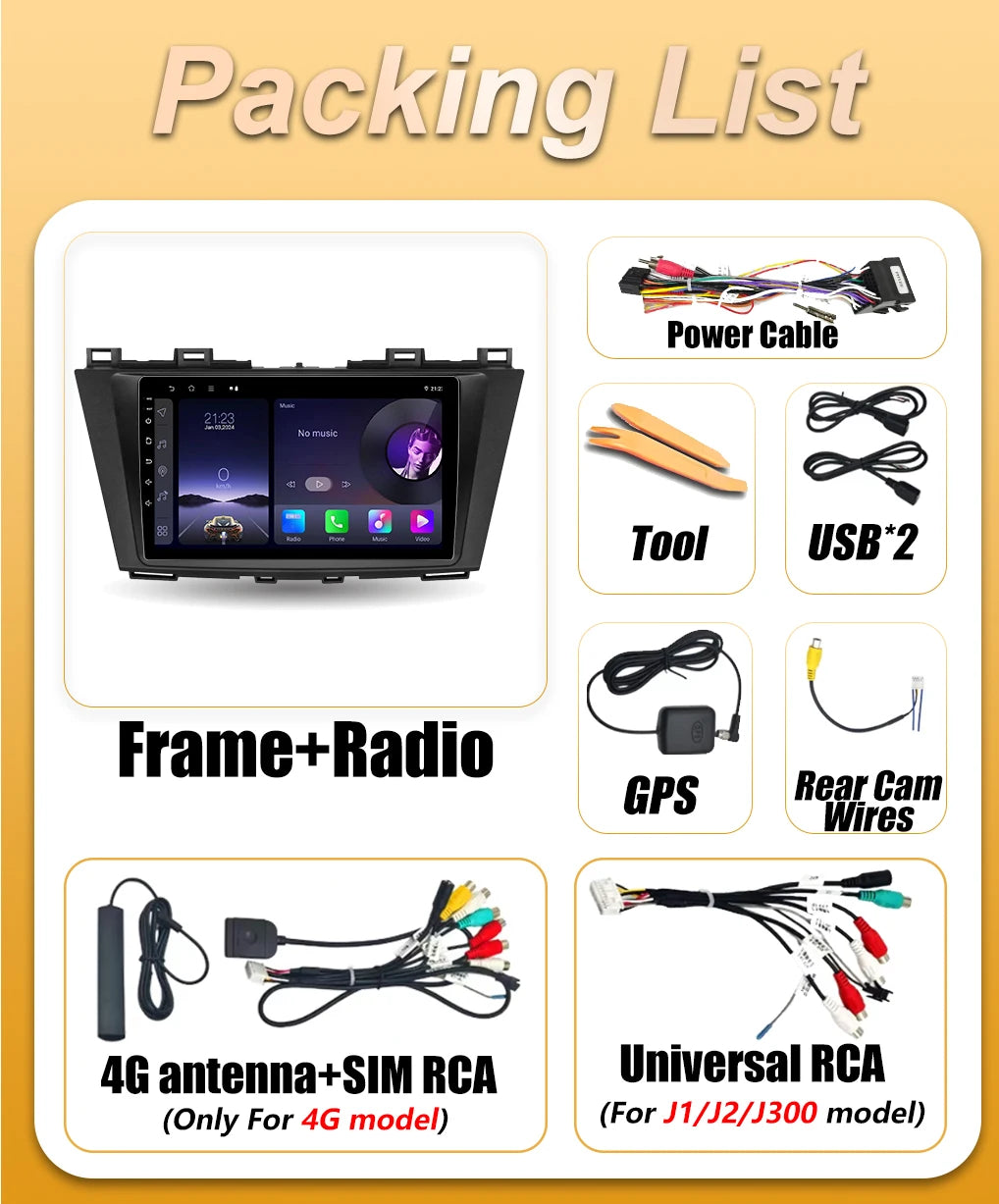 2Din Android16 Auto Car Radio For Mazda 5 CW 2010 2011 2012 2013 2014 2015 Carplay Navigat | AUTOKITSHOP