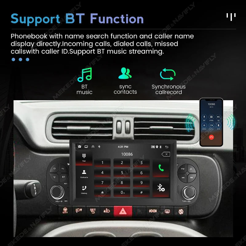 7'' Android 13 Stereo 1 Din Radio for FIAT PANDA 2013-2020 Carplay Auto Car Multimedia Vid | AUTOKITSHOP