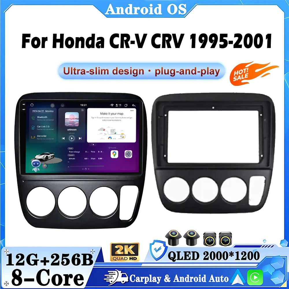 9 lnch Android 16 For Honda CR-V CRV 1995-2001 Car Auto Wireless Carplay Radio Stereo DSP