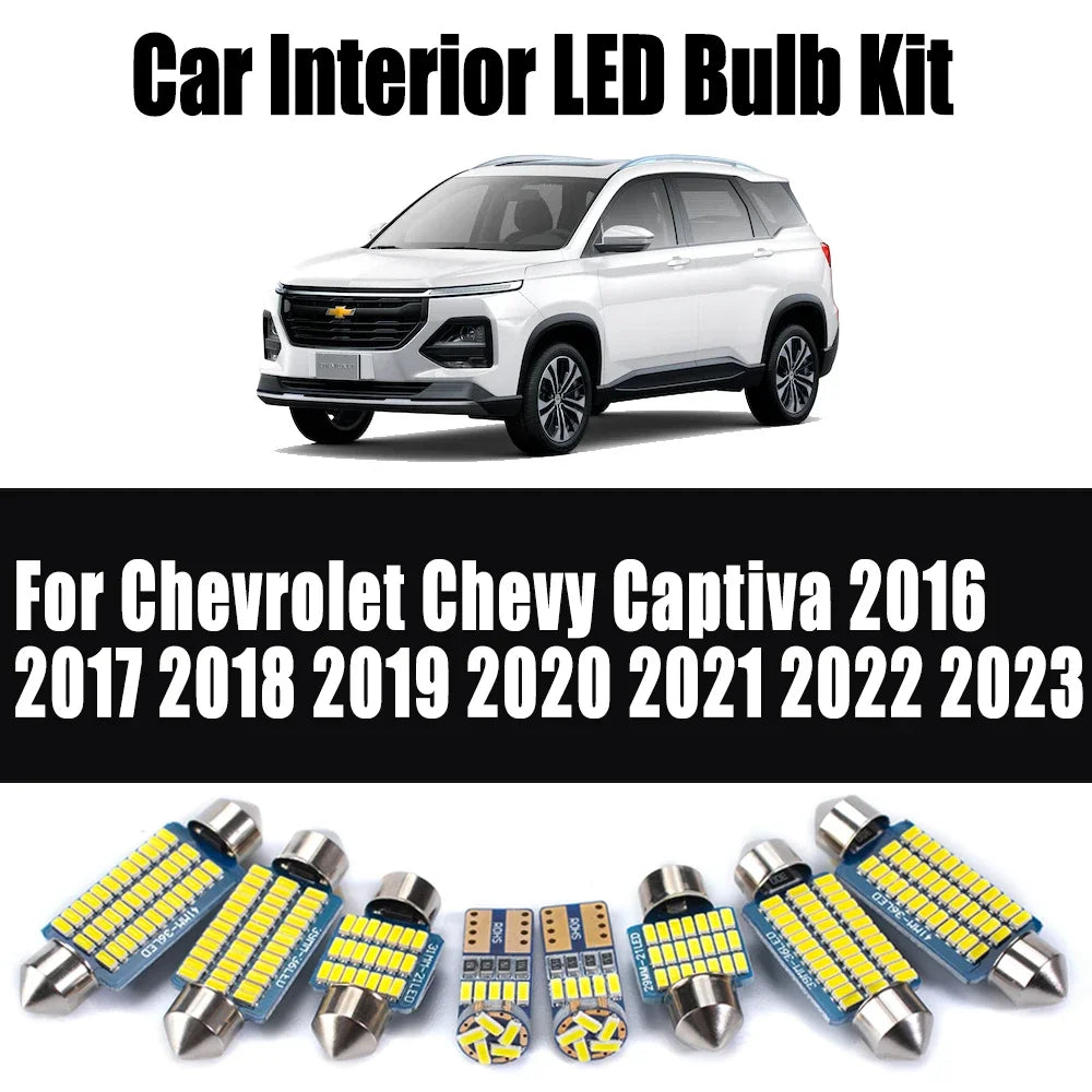 14-Piece LED Interior Light Kit for Chevrolet Chevy Captiva 2016 - 2022 - Canbus Dome Map Door Trunk Bulbs | AUTOKITSHOP