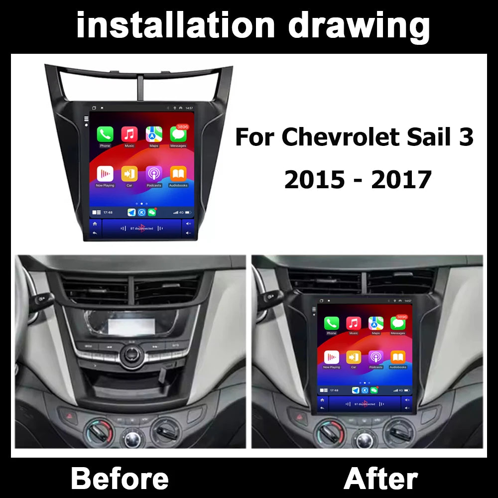 Wireless Carplay For Chevrolet Sail 3 2015 2016 - 2017 Android 16 Auto Car Radio Multimedi