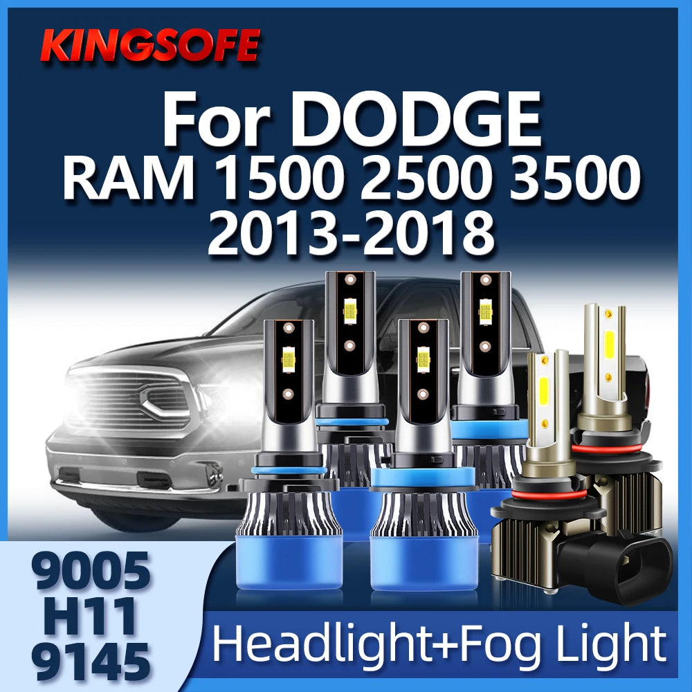 LED 28000LM H11 9005 Car Headlight Bulbs Auto Fog Lamps 6000K For DODGE RAM 1500 2500 3500
