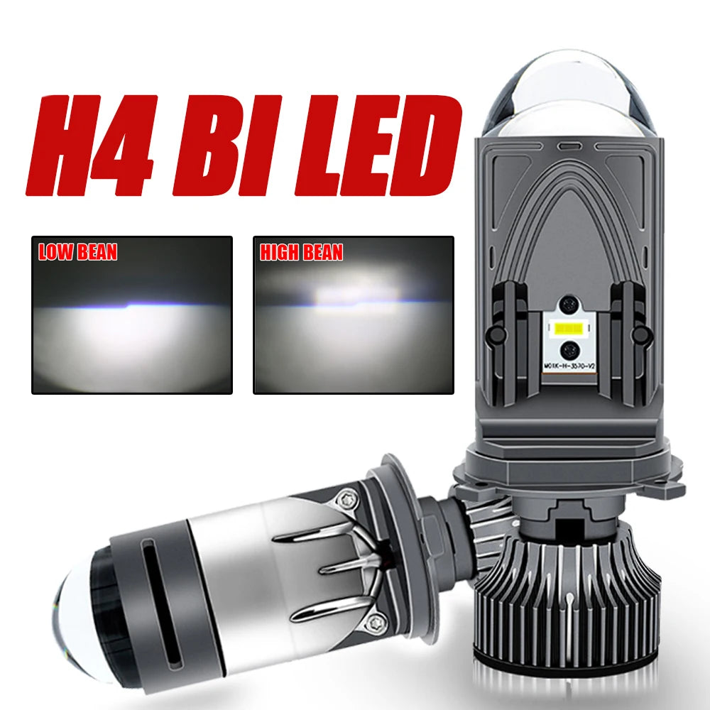 H4 LED Projector Mini Lens Car Bi LED Headlight Bulb Hi/Lo Beam CANBUS Turbo Auto Bulb H4