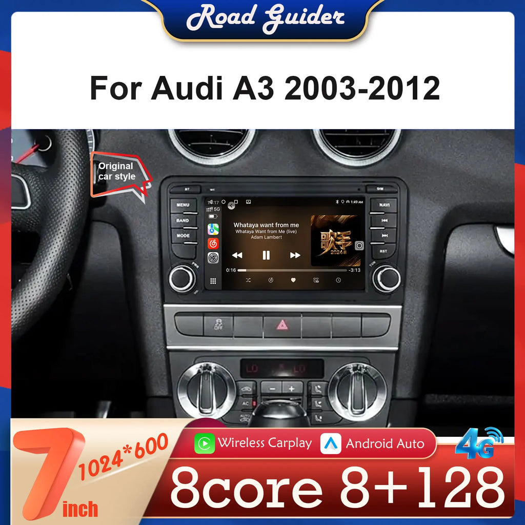 7" Carplay Auto Radio Android 14 For Audi A3 8V 8P 2003-2012 S3 RS3 Car Multimedia Player