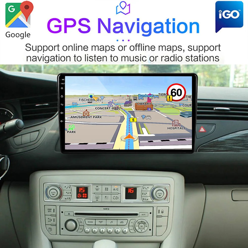Android 16 Carplay For Citroen C5 2008-2017 Car Radio Auto 4G GPS Navigation Multimedia Vi