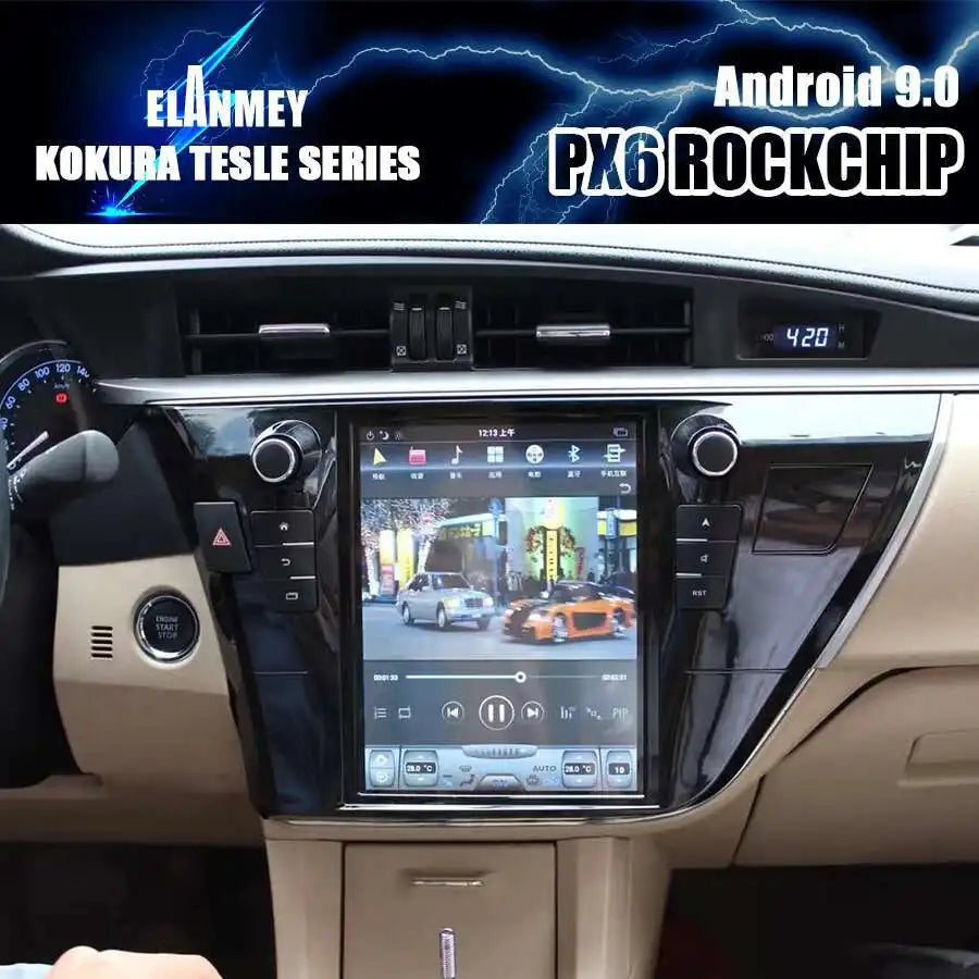 For Toyota Corolla 2015 10.4 Inch Tesla Head Unit 2 Din Car Radio Bluetooth Screen Android