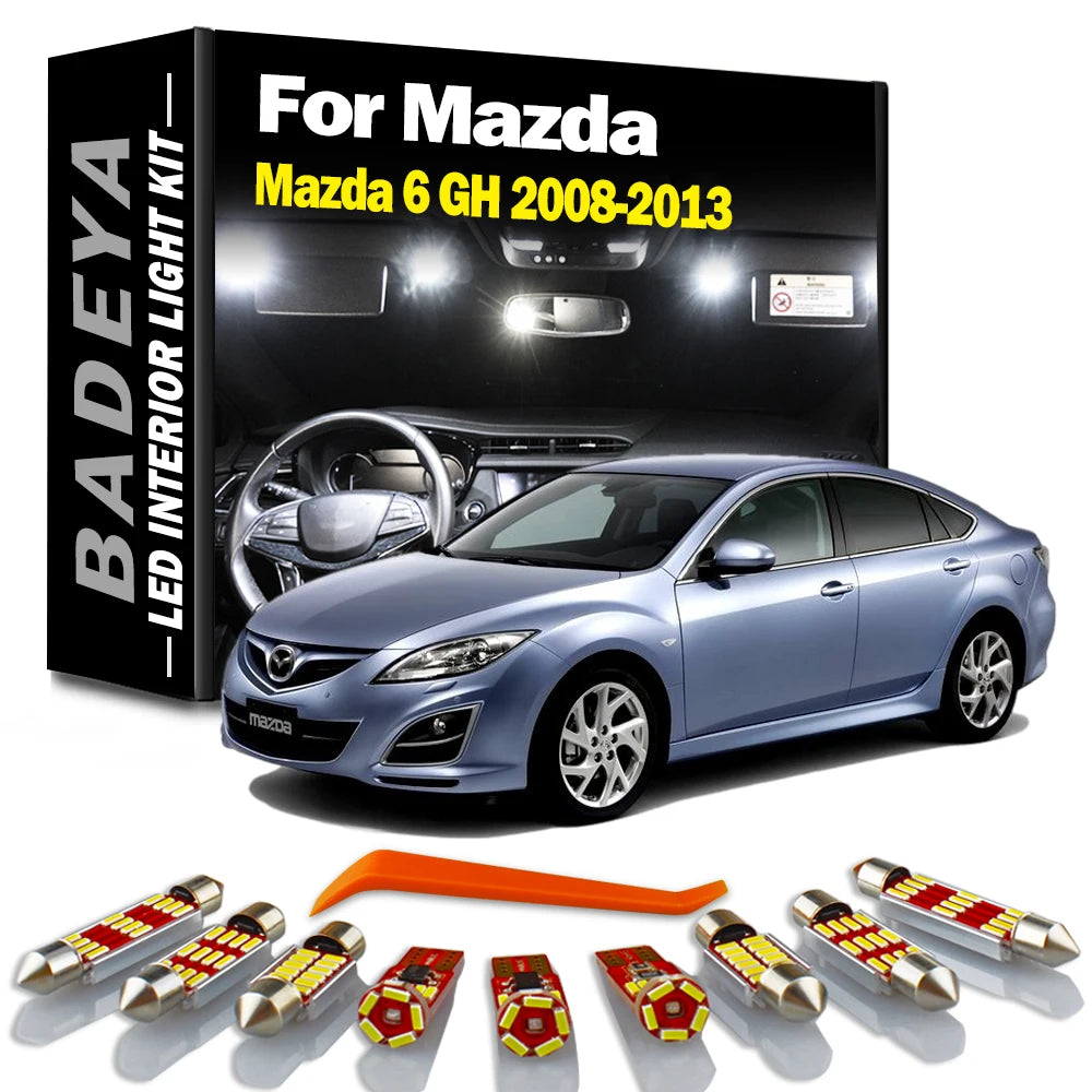 13-Piece LED Interior Light Kit for Mazda 6 Mazda6 MK2 GH - Canbus Error-Free Bulbs | AUTOKITSHOP