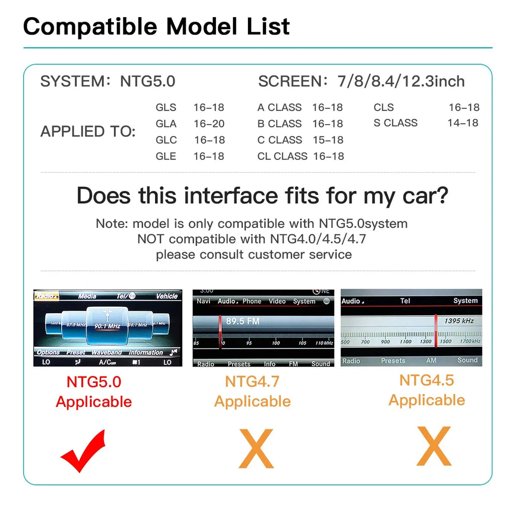 Wireless Carplay Module Android Auto Adapter for Mercedes benz NTG5.0 A B C W176 CL GLS W2 | AUTOKITSHOP