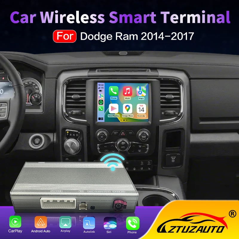 Wireless CarPlay For Dodge Ram 2014-2017 Smart Android Auto Adapter Support Mirroring Medi