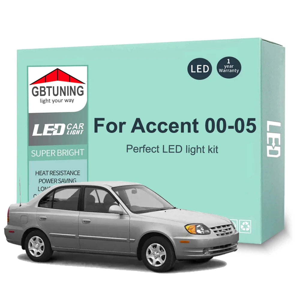 10-Piece LED Interior Light Kit for Hyundai Accent LC - Canbus Error-Free Bulbs | AUTOKITSHOP