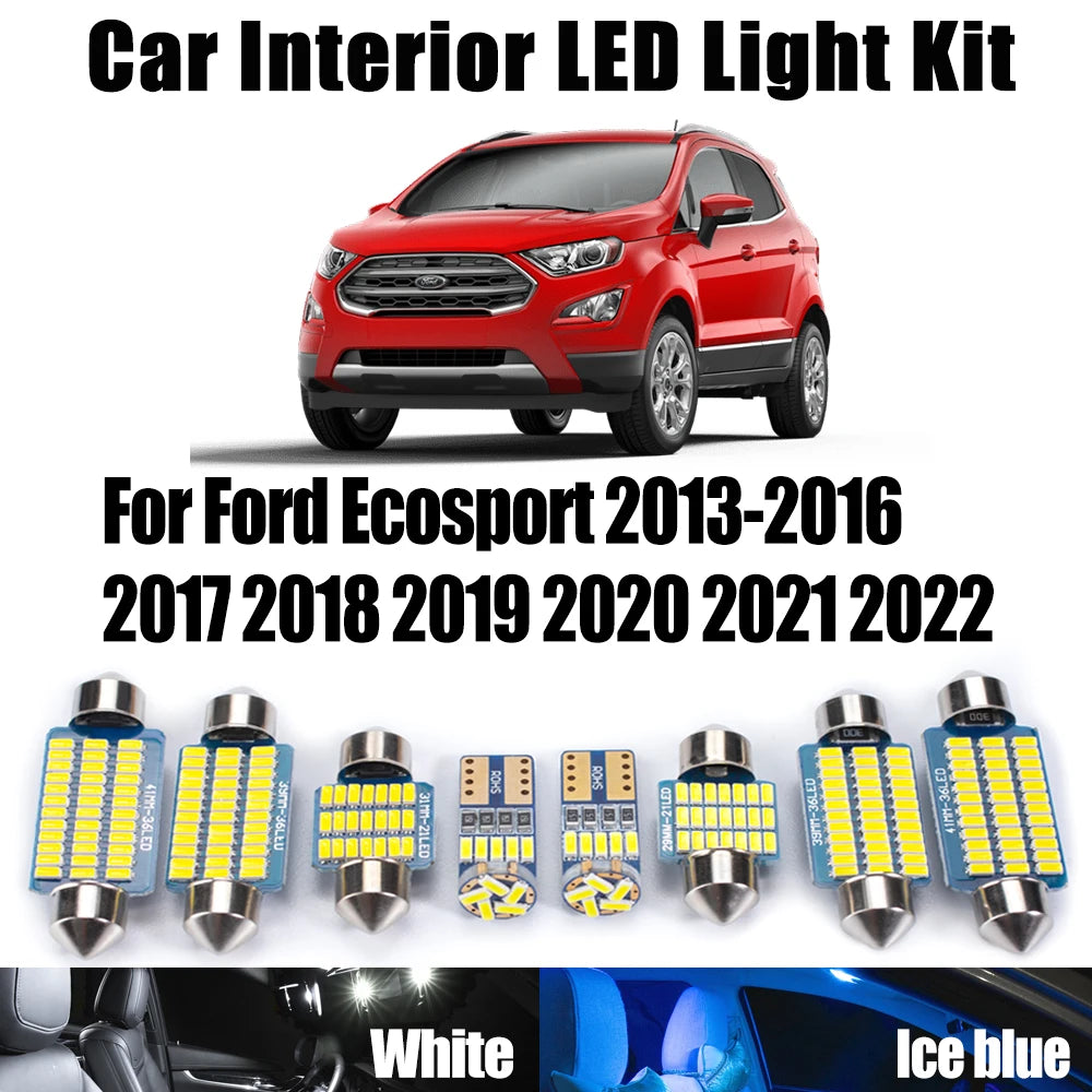 13-Piece LED Interior Light Kit for Ford Ecosport 2013- 2018 - Canbus Dome Map Door Trunk Bulbs | AUTOKITSHOP