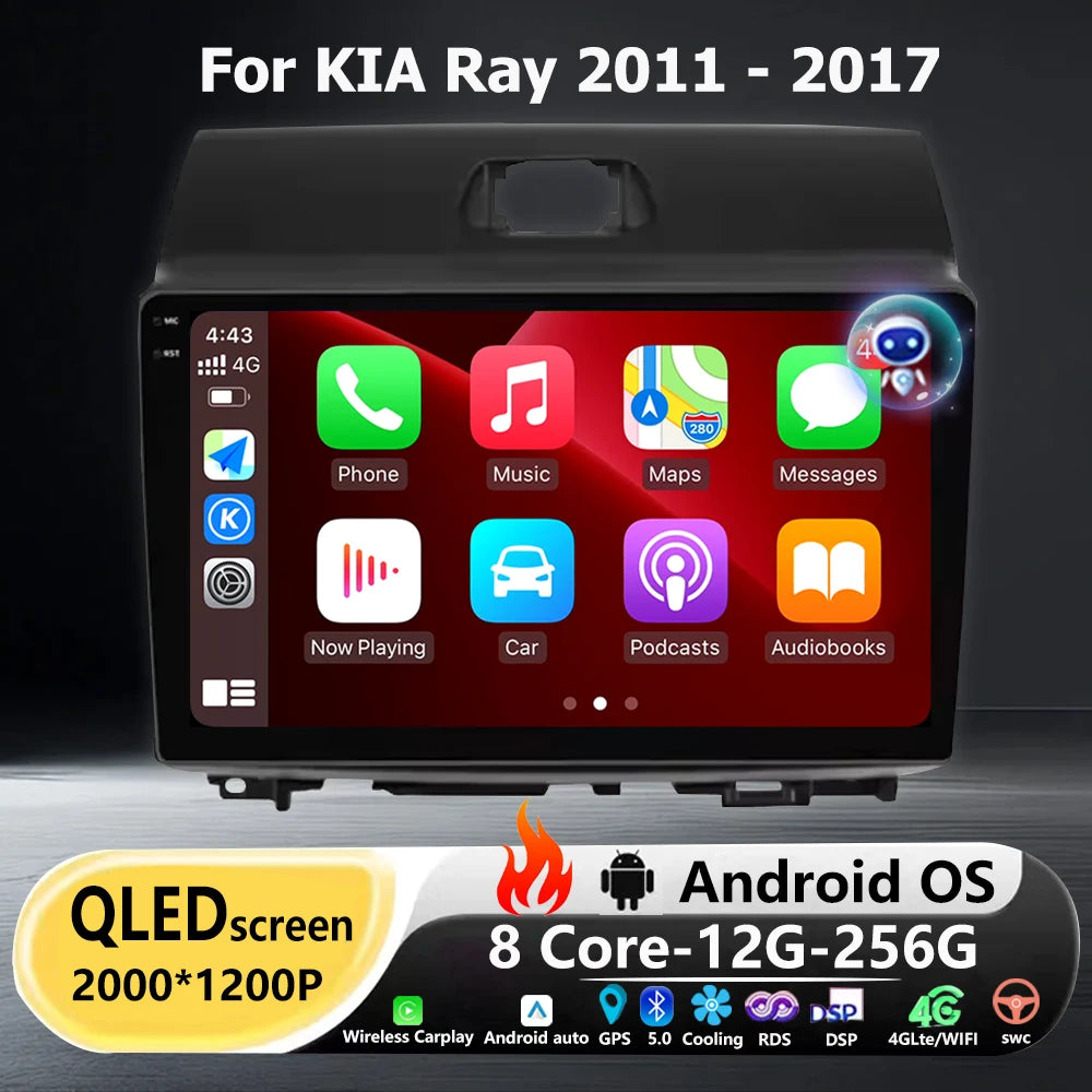 Wireless Carplay For KIA Ray 2011-2017 Android 16 Auto Car Radio Multimedia Video Player G