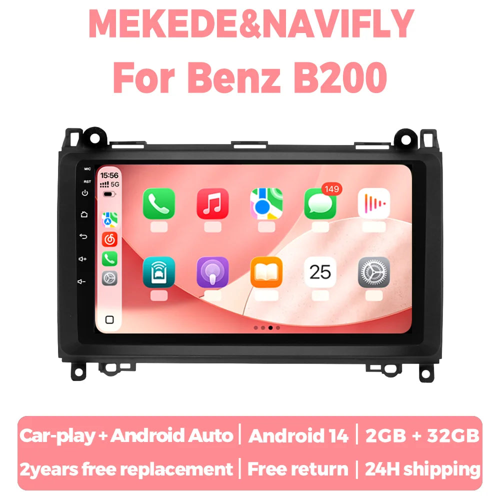 Wireless CarPlay Android Auto 9inch Car Radio For Mercedes-Benz B-Class Benz B200 T245 Vit