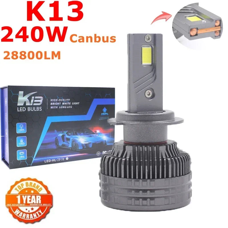 K13 240W H7 H4 H11 Led Lamp 3 Copper Tube Led Light For Car Light Fog Light H7 H11 HB3 900