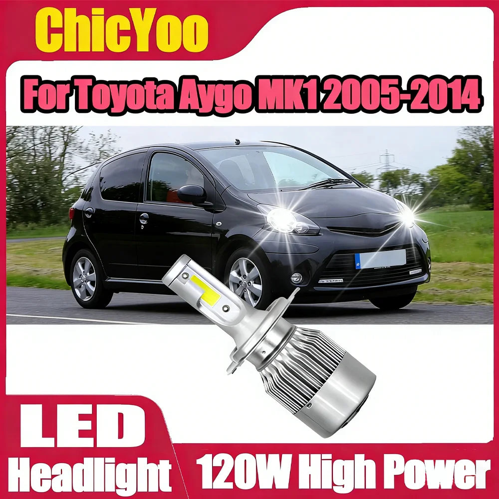 120W Car Headlight Auto Headlamp Car Light 12V 6000K For Toyota Aygo MK1 2005 2006 2007 20