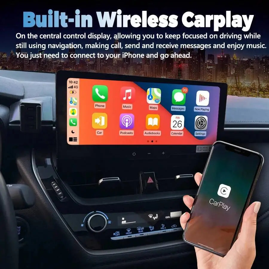 For Toyota Corolla 2019-2025 12.3inch Car Radio Stereo Android Auto Wireless Carplay Scree