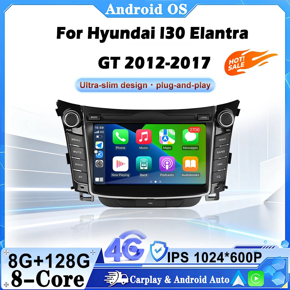 7 Inch For Hyundai I30 Elantra GT 2012-2017 Android 16 Auto Car Radio Multimedia Video Pla
