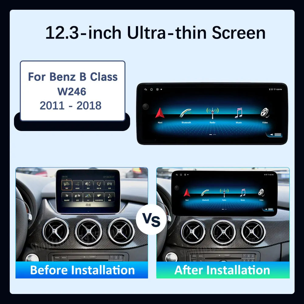 QLED HD Screen Android 16 for Mercedes Benz B Class W246 2011 - 2018 Car Multimedia Radio