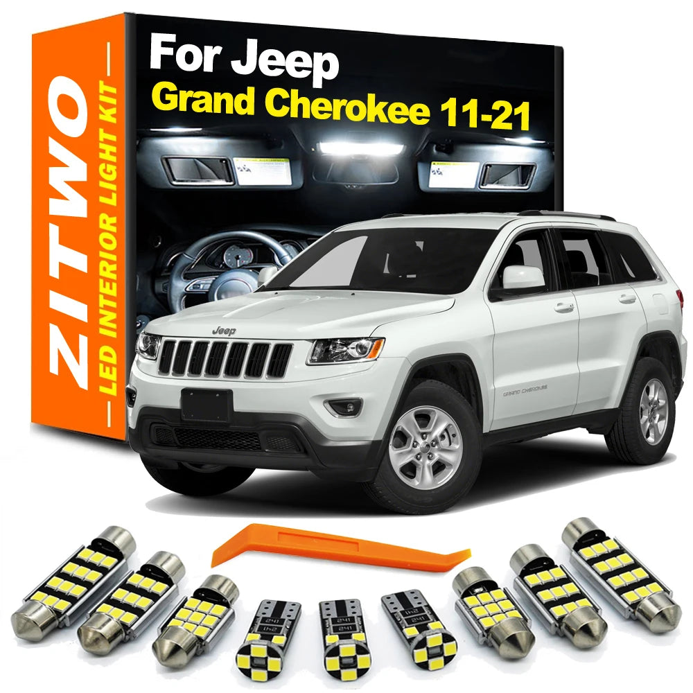 ZITWO 15Pcs LED Interior Dome Reading Map Trunk Light Kit For Jeep Grand Cherokee 2011- 2014 2015 2016 2017 2018 2019 2020 2021