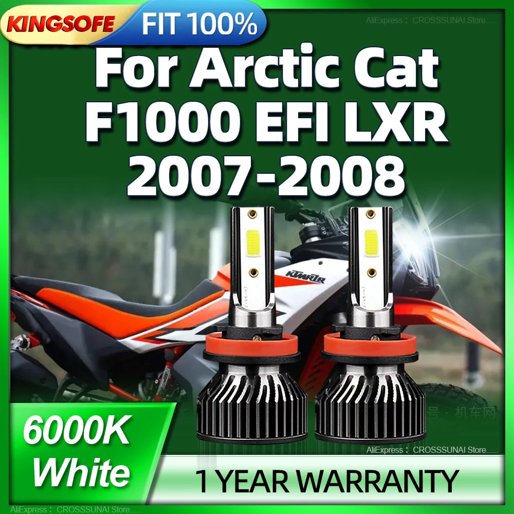 120W 6000K Bright White Motorcycle LED Bulbs Headlight with Fan Cooling 12V For Arctic Cat