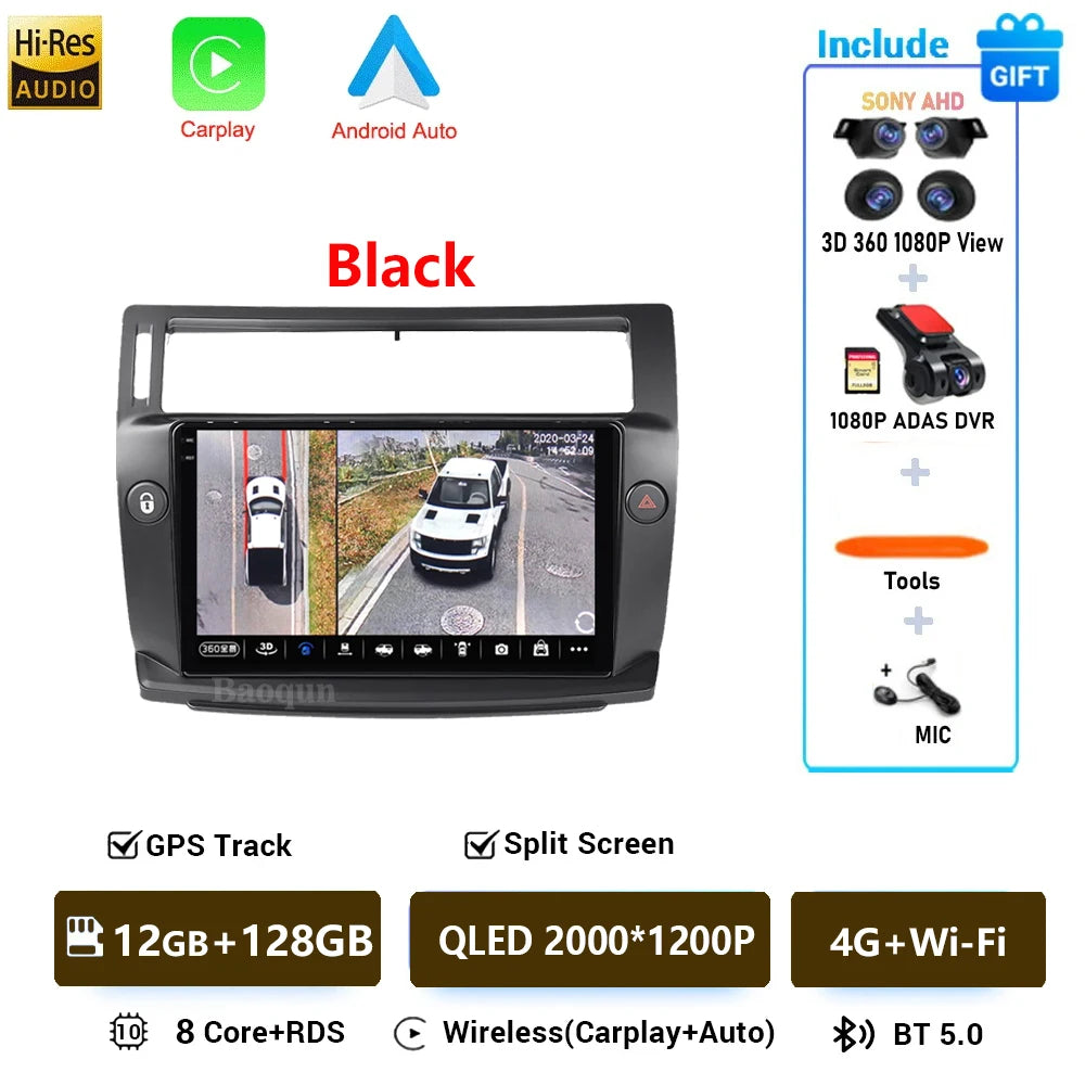 Android 16 For Citroen C4 C-Triomphe Quatre 2004-2014 Navigation GPS Multimedia Car Radio