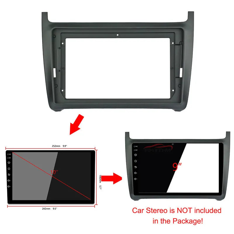 9 inch 2din car Fascia For Volkswagen Polo 2014-2019 Stereo Panel Dash Trim kit Installati | AUTOKITSHOP