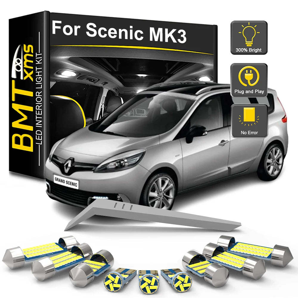 21-Piece LED Interior Light Kit for Renault Scenic Grand Scenic 3 III MK3 2009-2011 - Canbus Dome Map Door Trunk Bulb...