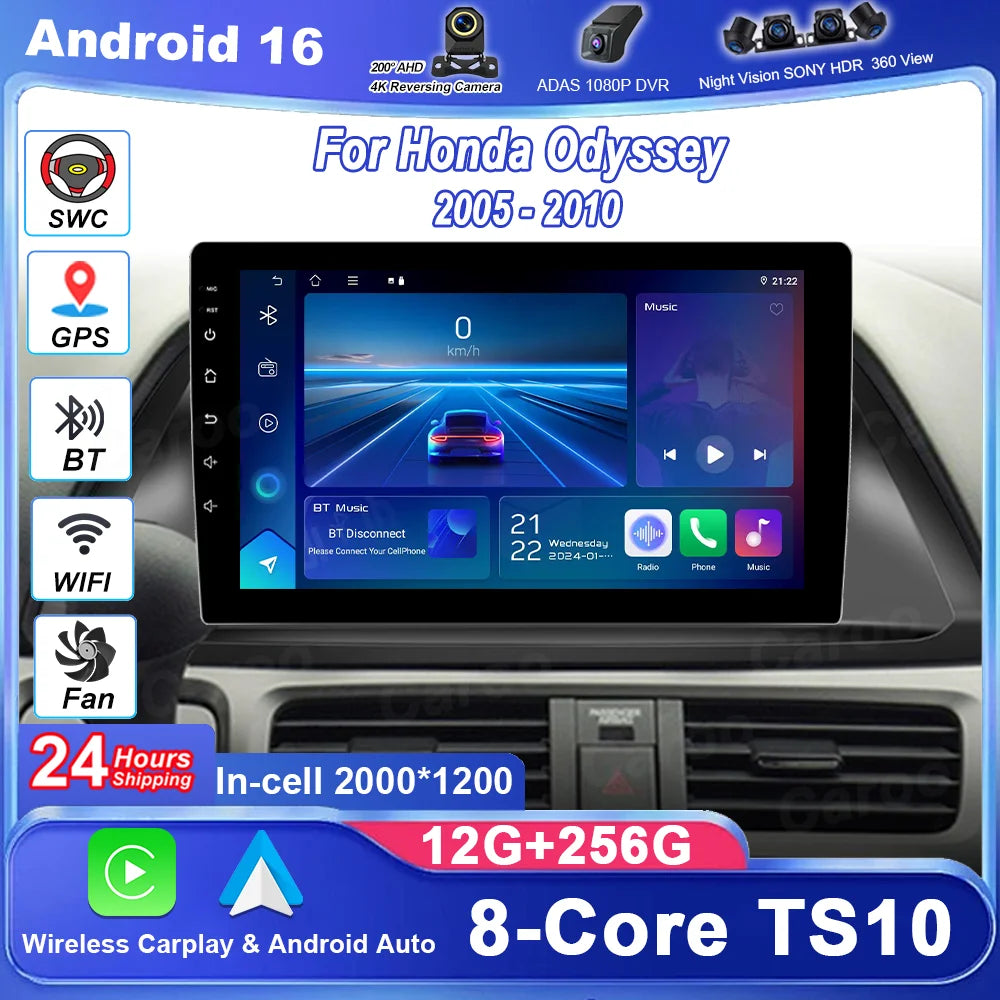 Android Car Radio Multimedia Player For Honda Odyssey 2005-2010 Auto Stereo Carplay GPS Na