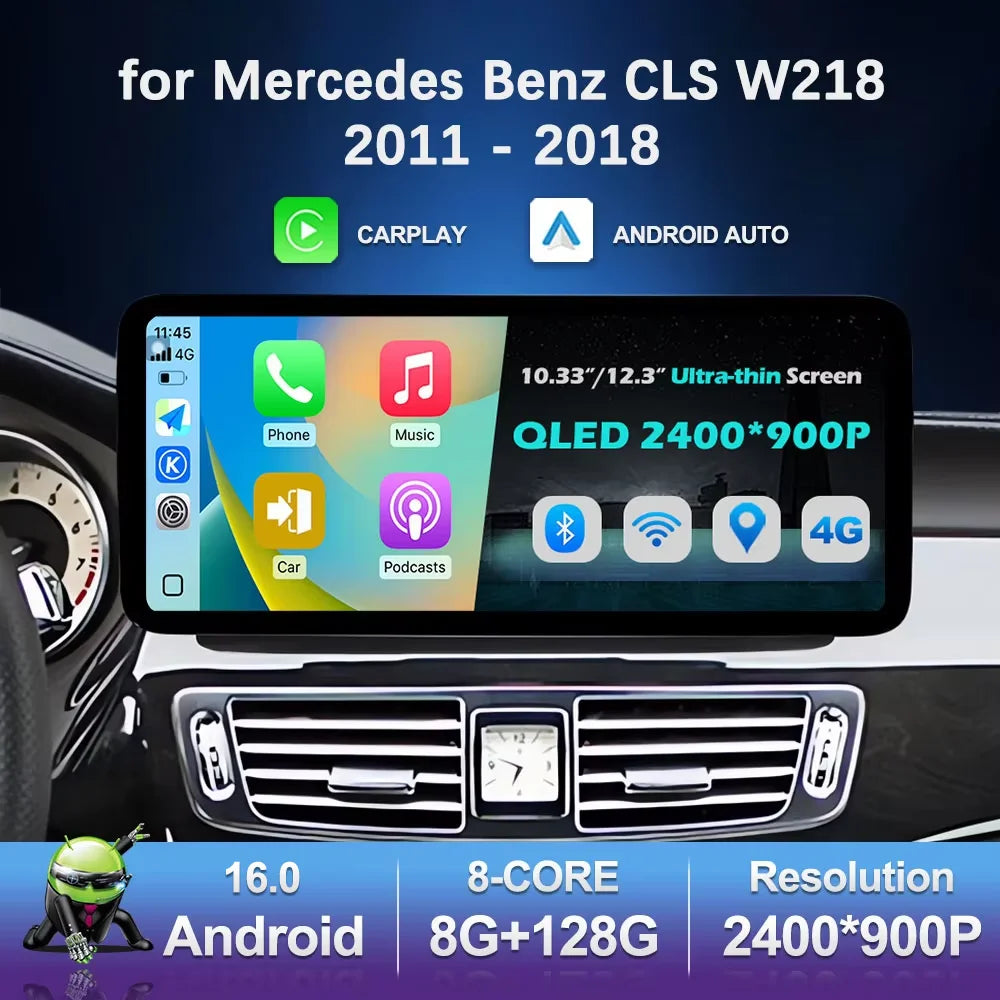 for Mercedes Benz CLS W218 2011 - 2018 Carplay Android 16 GPS Navi Head Unit Car Video Mul