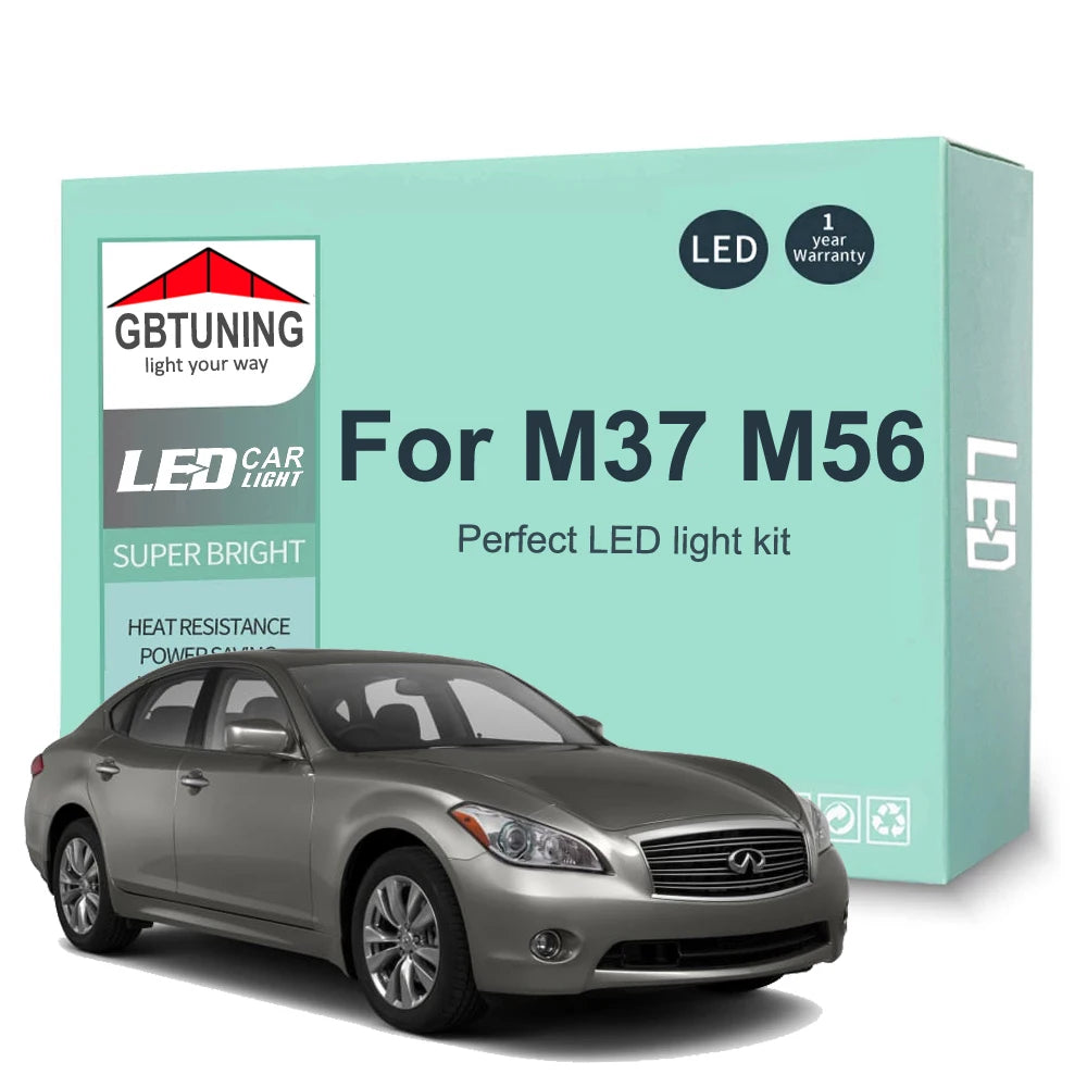 15-Piece LED Interior Light Kit for Infiniti M37 M56 M25 M35h M30d 2011-2015 - Canbus Dome Map Door Trunk Bulbs | AUT...