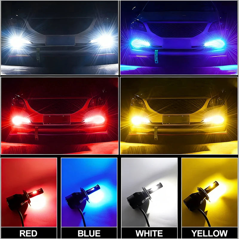 4Colors Strobe 5800W Bulb Car Headlight LED H4 H7 H1 LED Car Flashing Fog Lamp H8 H9 H11 9