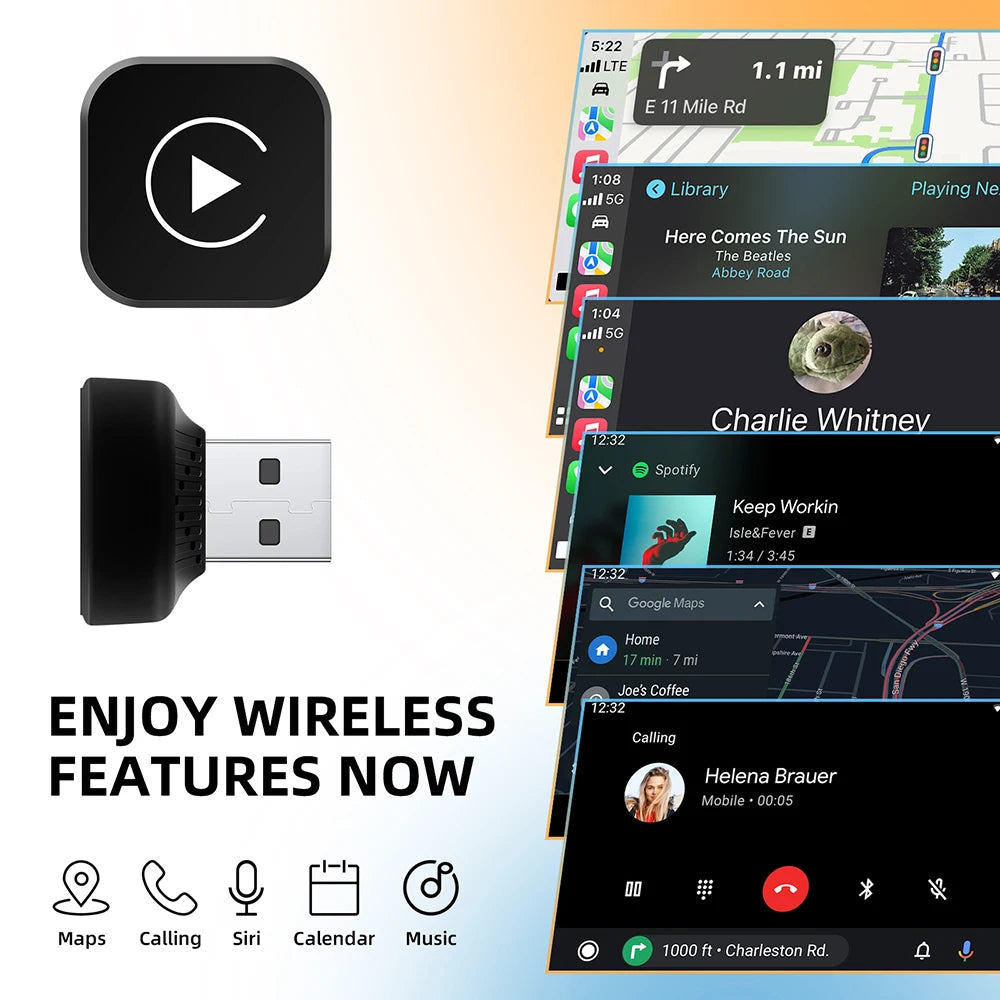 2025 Upgraded Wireless CarPlay Adapter Wireless Android Auto AI Smart Box Intelligent Syst | AUTOKITSHOP