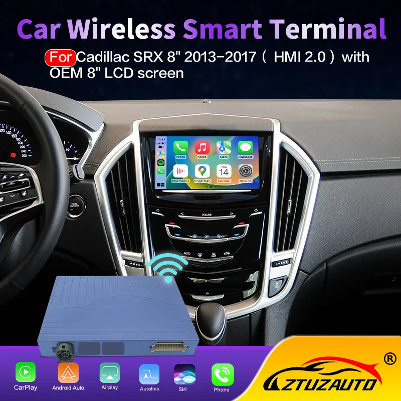 Wireless CarPlay & Android Auto Adapter for Cadillac SRX 2013-2017 CTS ATS XTS XT5 8" HMI