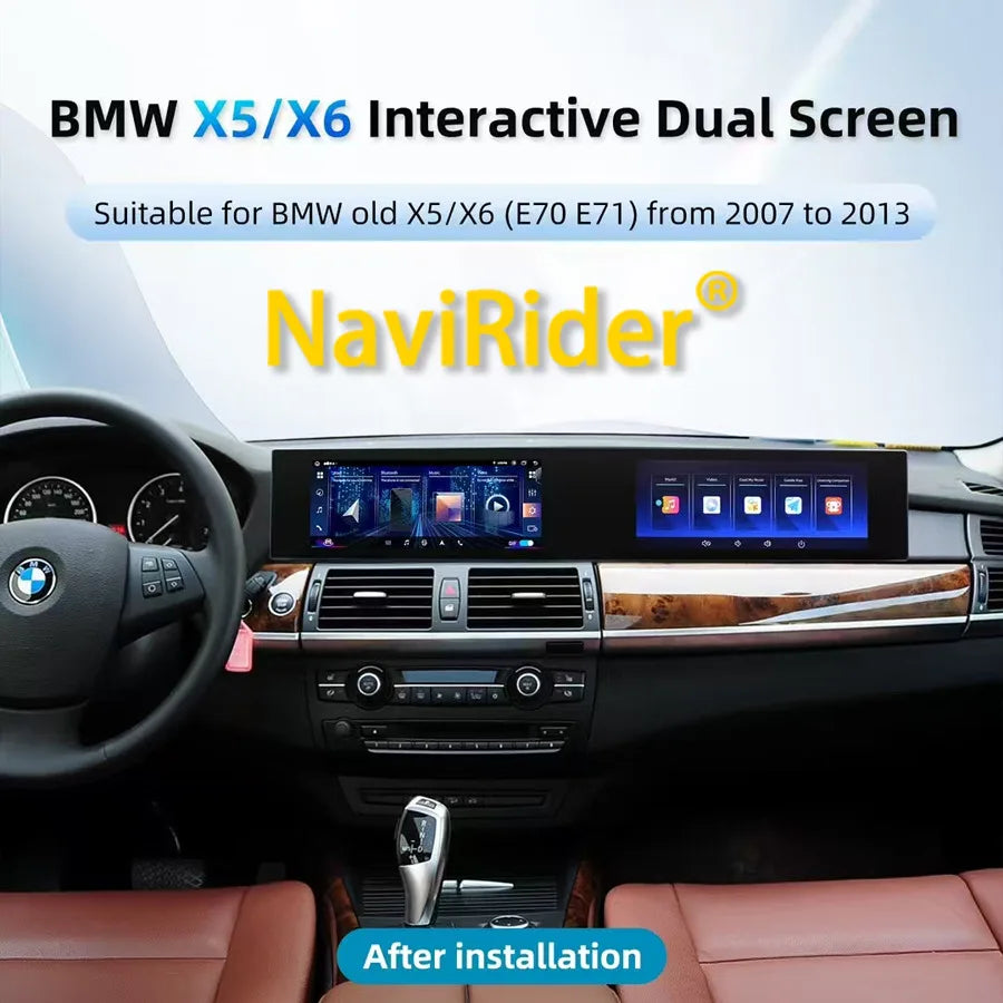 21" Curved Dual screen Android13 For BMW X5 X6 2007-2013 E70 E71 E72 Car Radio GPS Navi Mu | AUTOKITSHOP