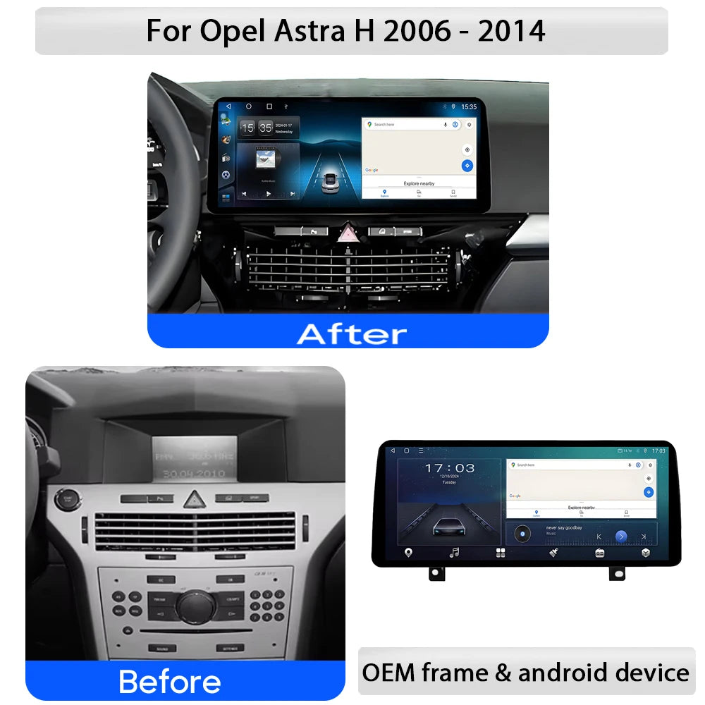 Car Radio 12.3 inch Android 16 For OPEL ASTRA H 2006 - 2014 Navigation Carplay Multimedia