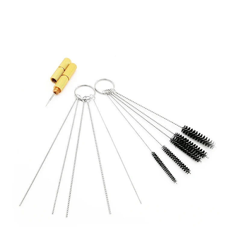 11x Motorcycle Carb Tool Jet Nozzle Wire Terminal Plug Cleaning Needle Brush Kit