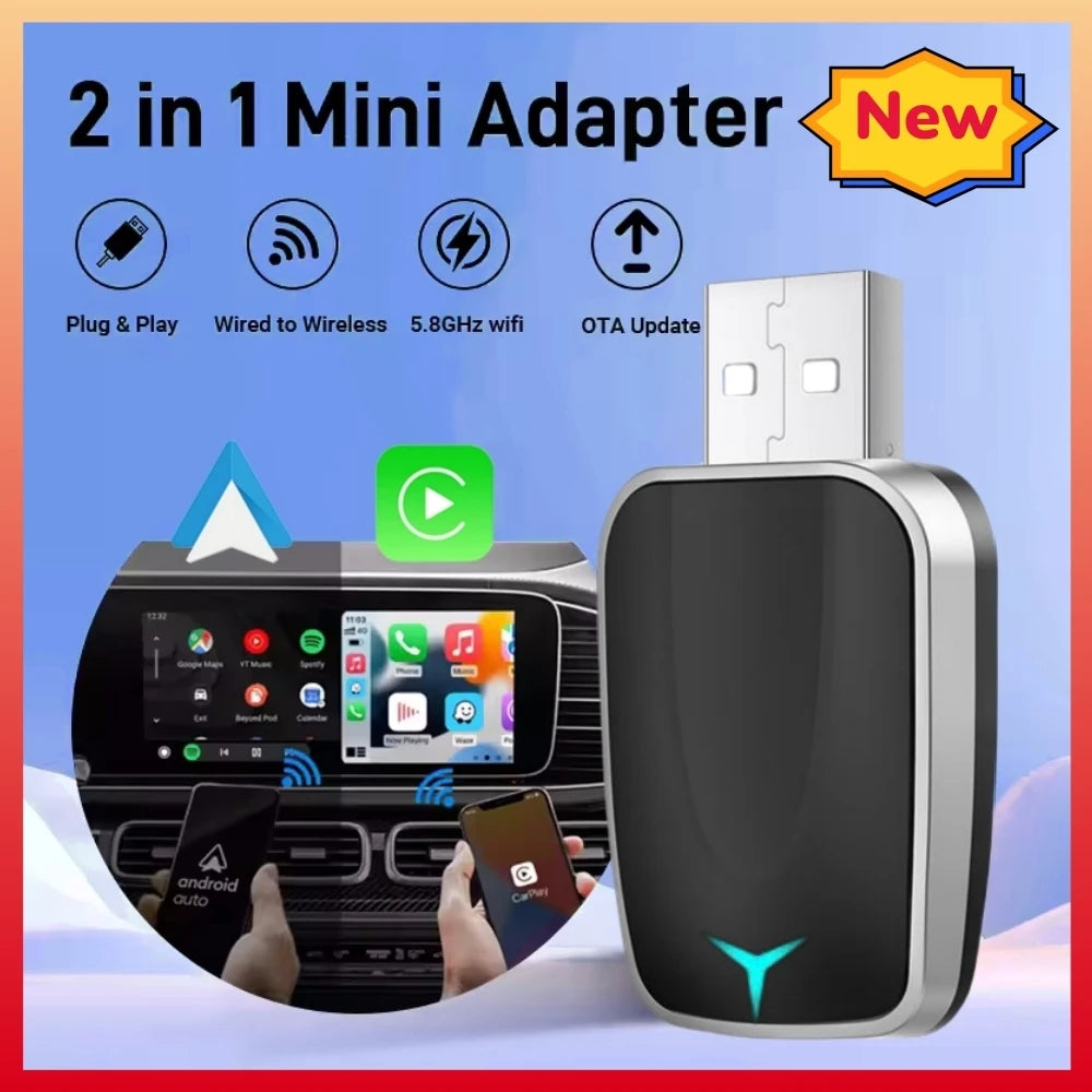 2025 NEW 2 In 1 Wireless Carplay AI Box Android Auto Plug And Play Applicable To Convert O | AUTOKITSHOP