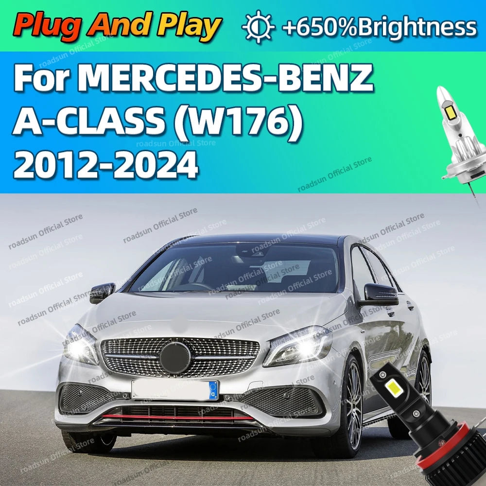 2/4Pcs High Power Car Headlight LED Lights Bulbs 160W Lamp For MERCEDES-BENZ A-CLASS W176