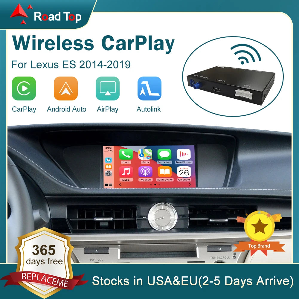 CN RoadTop Module Wireless CarPlay for Lexus ES 2014-2019, with Android Auto Mirror Link A