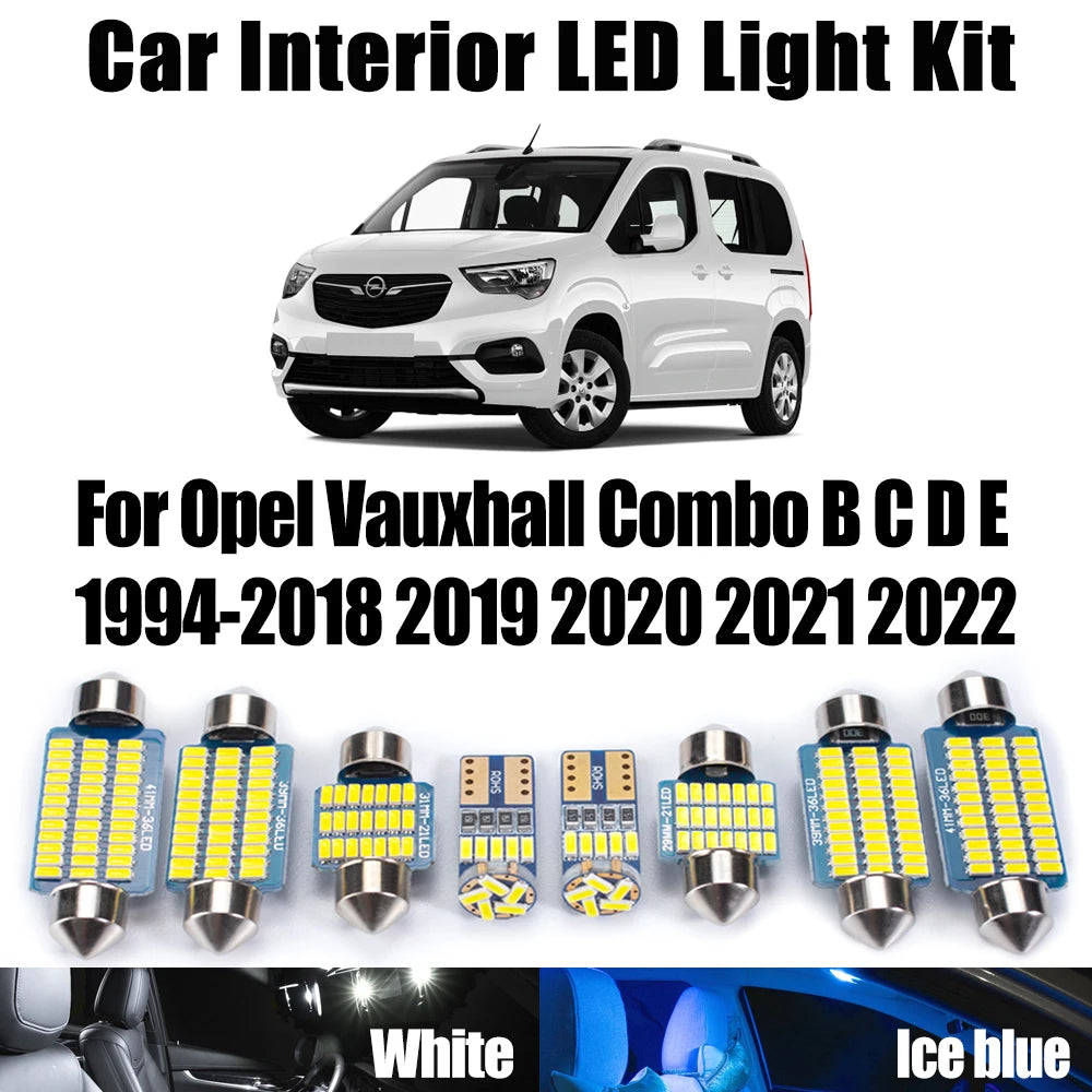 LED Interior Light Kit for Opel Vauxhall Combo B C D E 1994-2018 - Canbus Dome Map Door Trunk Bulbs | AUTOKITSHOP