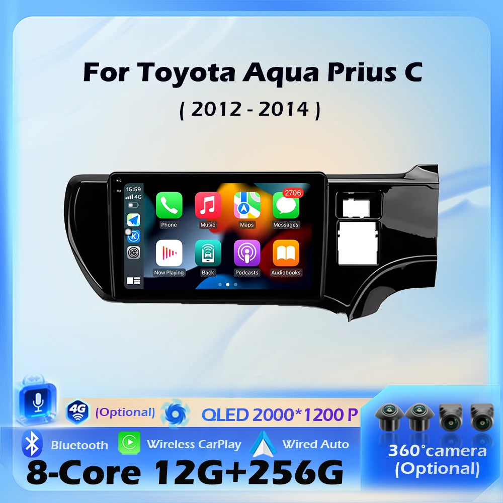 Right Hand Drive Wireless CarPlay For Toyota Aqua Prius C 2012 - 2014 Car Radio Multimedia