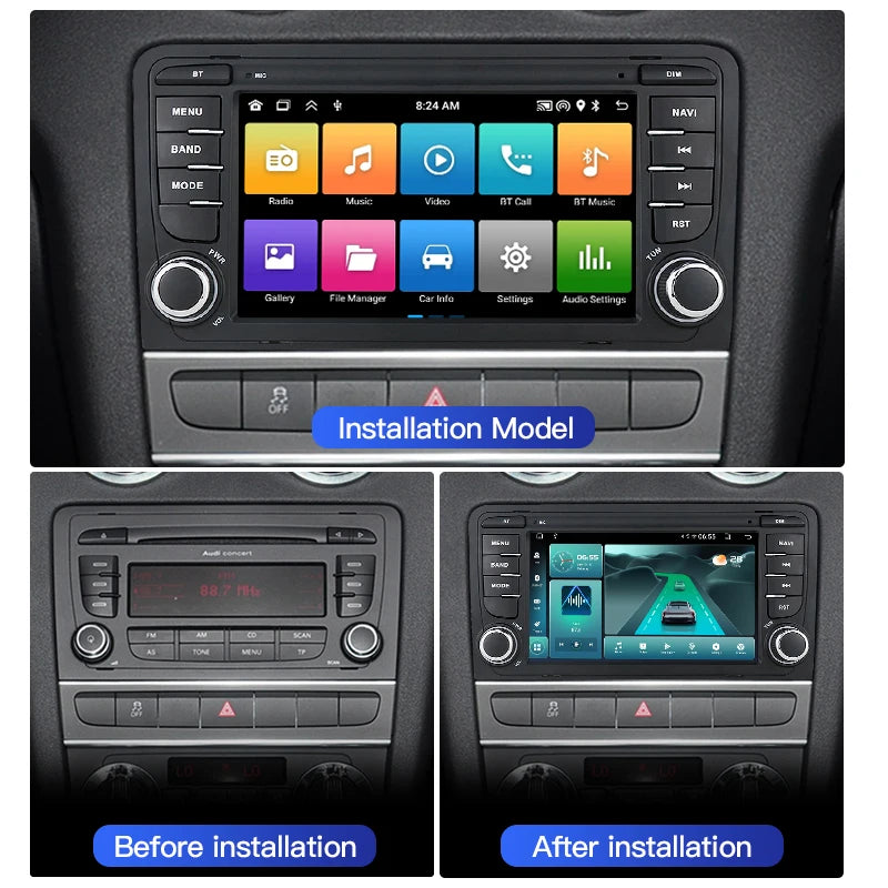 SZLELV Android 15 For Audi A3 8P S3 RS3 Multimedia GPS Autoradio Player Carplay Auto RDS C