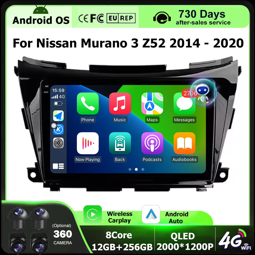 Wireless Carplay For Nissan Murano 3 Z52 2014-2020 Android 16 Auto Car Radio Multimedia Vi