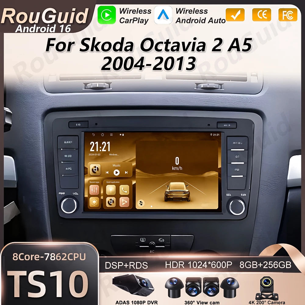 Android Auto Car Radio For Skoda Octavia 2 A5 2004 2005 2006 2007 2008 2009-2013 Carplay M | AUTOKITSHOP