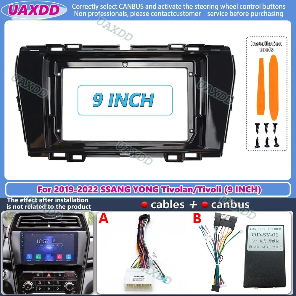 For Ssangyong SSANG YONG Tivolan Tivoli 2019-2022 9 Inch Car Frame Fascia Adapter Android