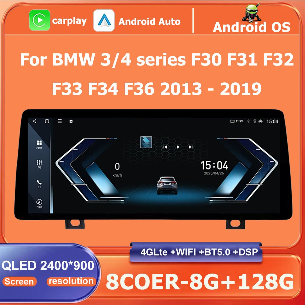 For BMW 3/4 series F30 F31 F32 F33 F34 F36 2013 - 2019 CarPlay Auto Car Audio Multimedia P