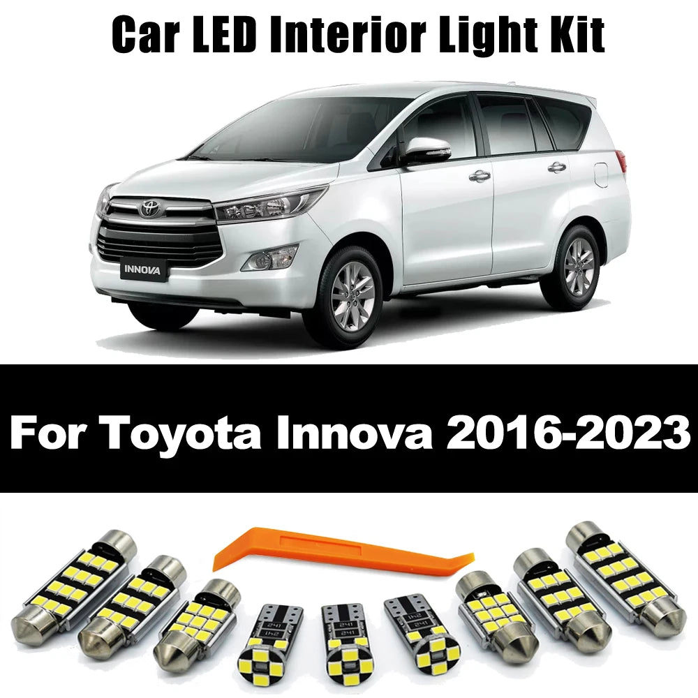 ZITWO 10Pcs Car LED Interior Lamp Kit For Toyota Innova 2016 2017 2018 2019 2020 2021 2022 2023 Dome Map Trunk Light Accessories