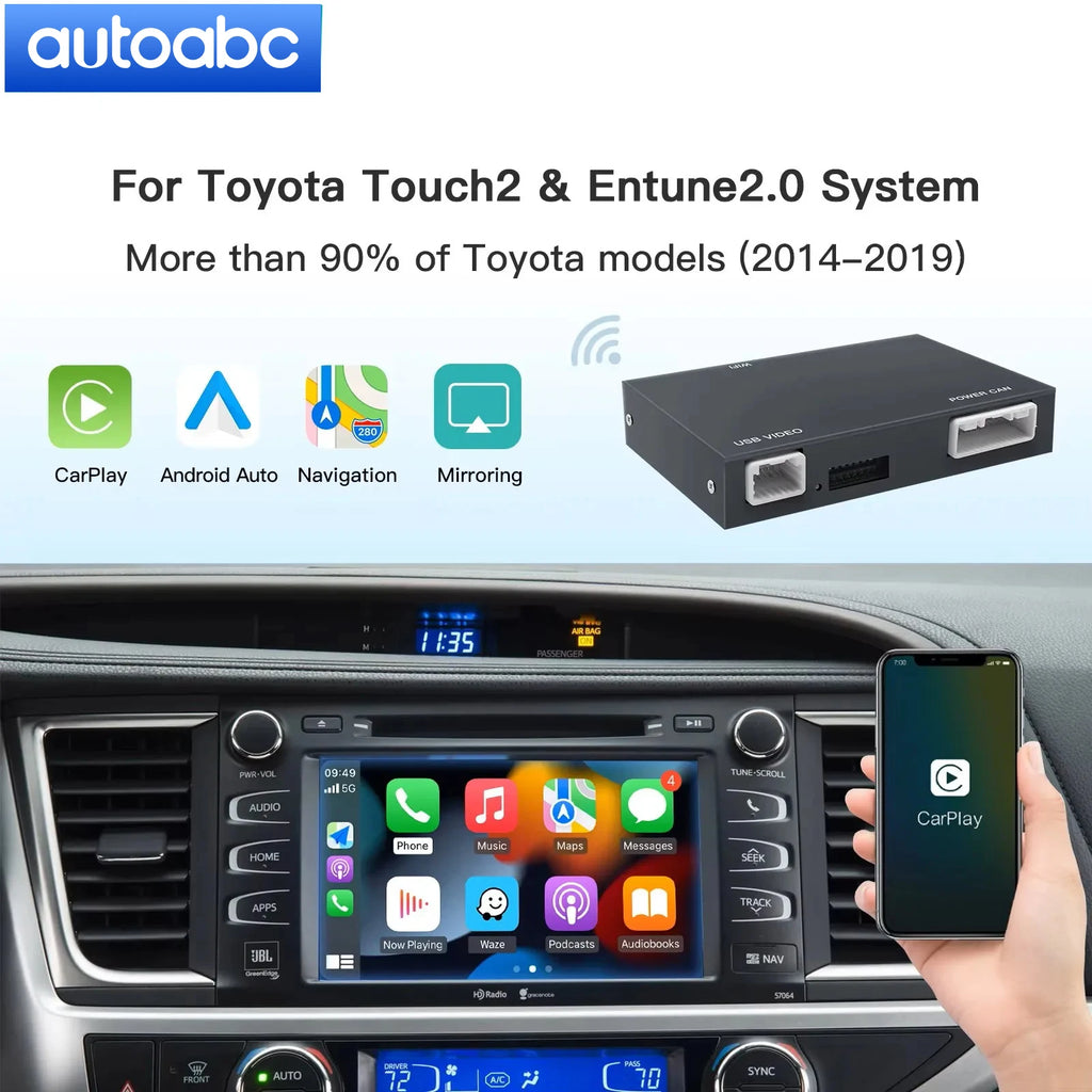 Wireless Carplay Android Auto For TOYOTA Touch 2 Entune 2.0 Highlander Tundra Sienna Prius