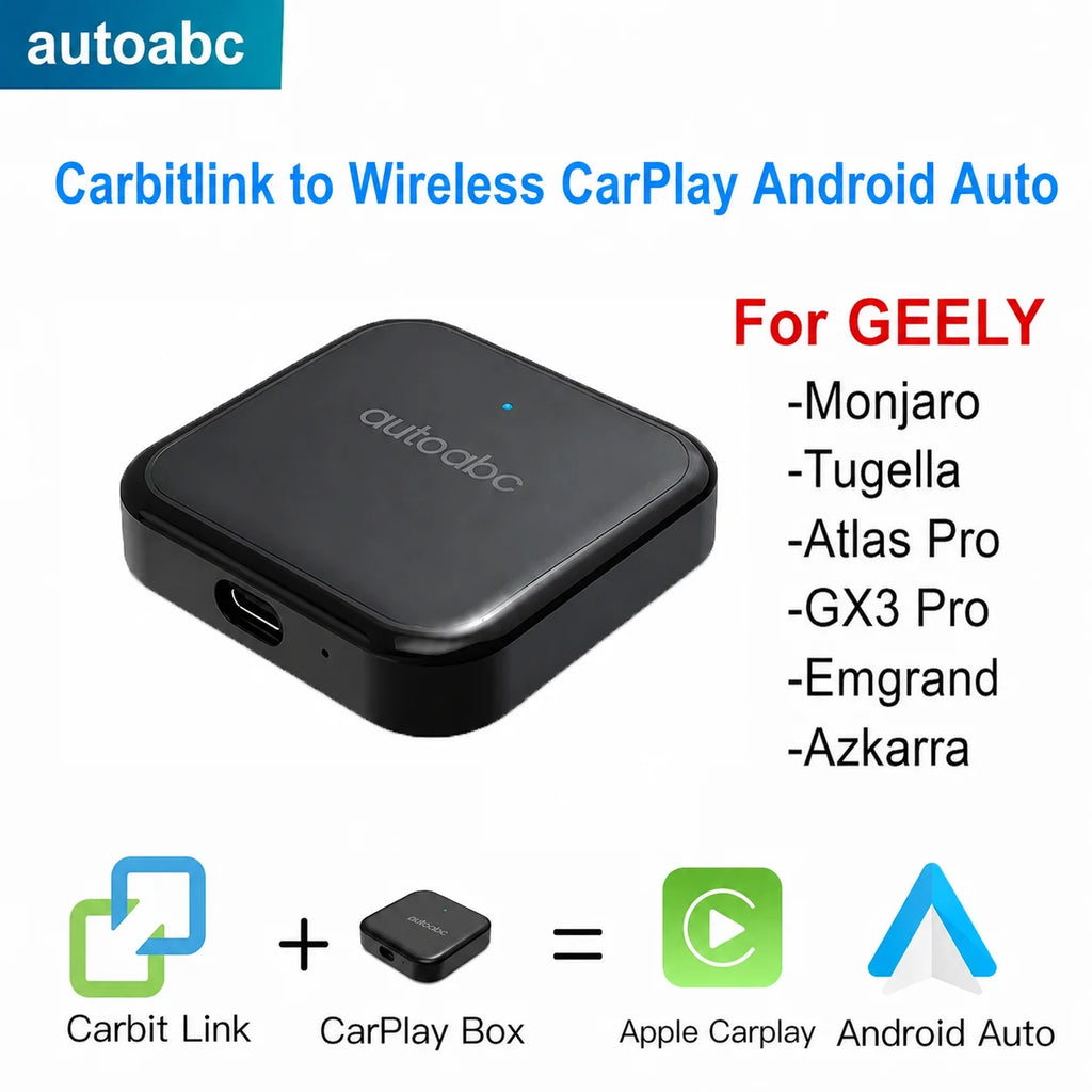 Carbitlink Easylink To Wireless CarPlay Android Auto For Geely Tugella Emgrand Monjaro Atl