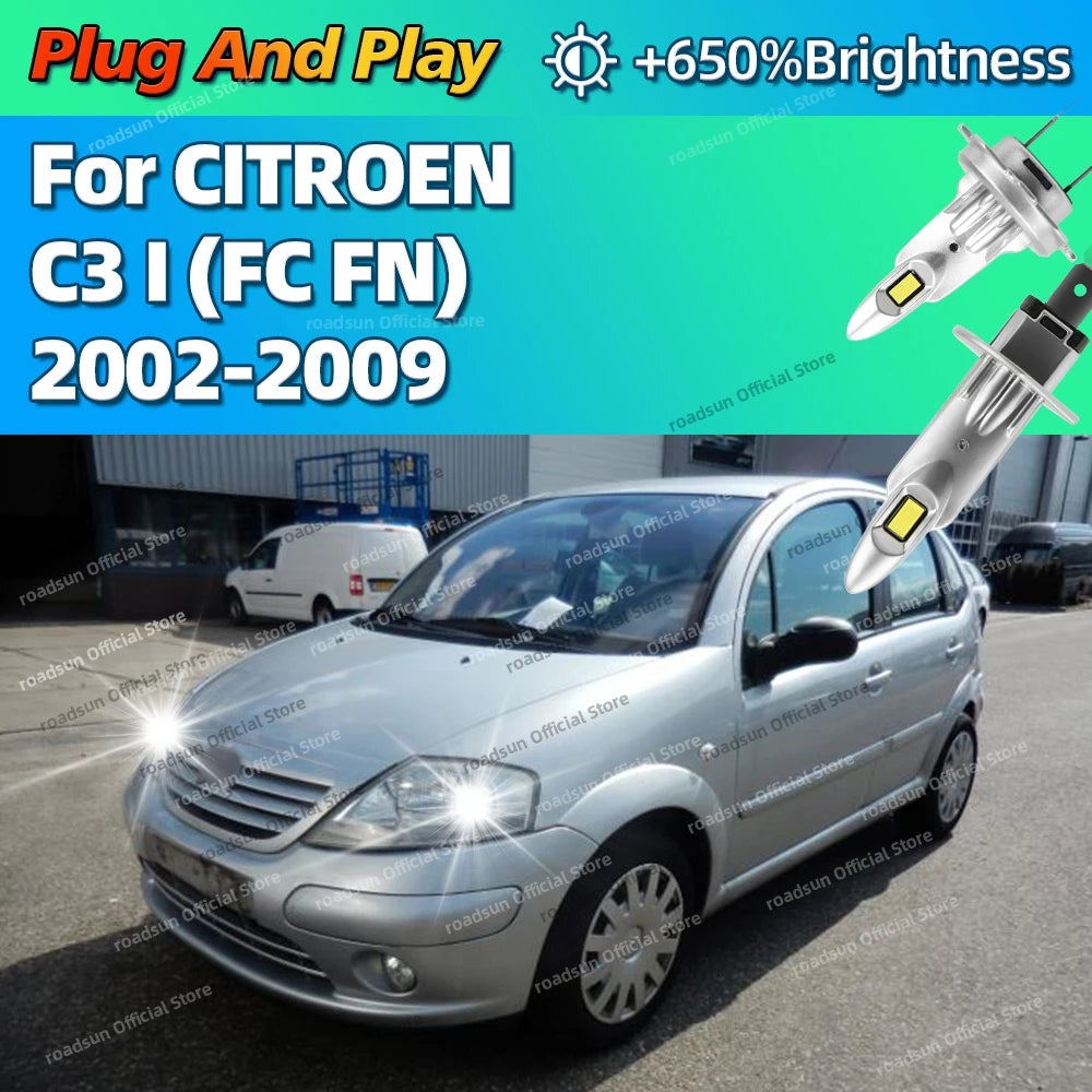 2/4Pcs LED Powerful Car Headlight Bulbs 25000LM Auto Lights For CITROEN C3 I FC FN 2002 20